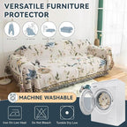 VClife Boho Beige Jacquard Couch Cover Modern Floral Bird Cotton Linen Slipcover - Image 9