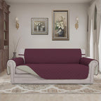 Easy-Going Reversible Couch Cover, 3 Cushion Sofa, Wine/Beige | Machine - Image 2