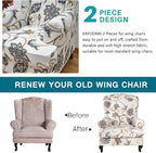 KRFOONN Wingback Chair Cover Slipcovers 2 Piece Stretch Wing Chair Covers - Image 4
