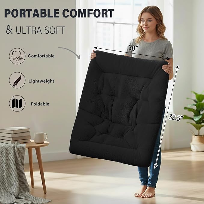 Tiita Comfy Folded Chair, Soft Faux Fur Oversized Folding Accent Chair - Image 7