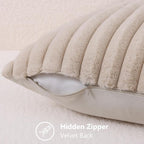 decorUhome Fall Faux Fur Throw Pillow Covers 20x20 Set of 2 Beige | Decorative - Image 3