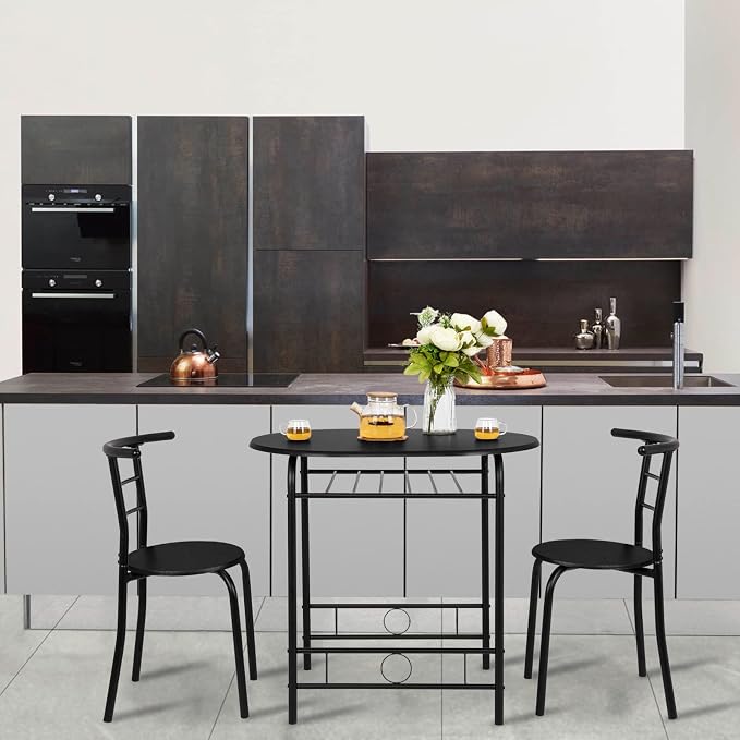 VINGLI 3 Piece Dining Set, Small Kitchen Table Set - Image 4