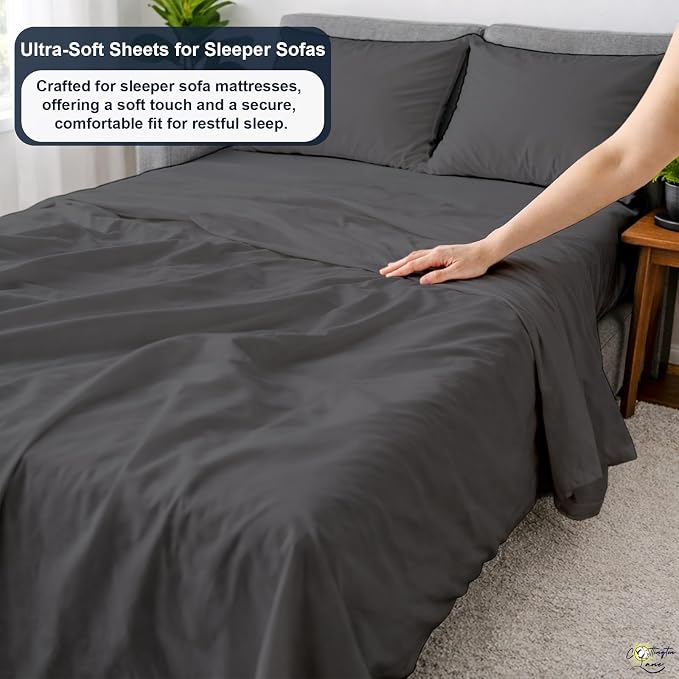 Cottington Lane Sleeper Sofa Sheets Full Size, 4 Piece Premium Quality 100% - Image 3