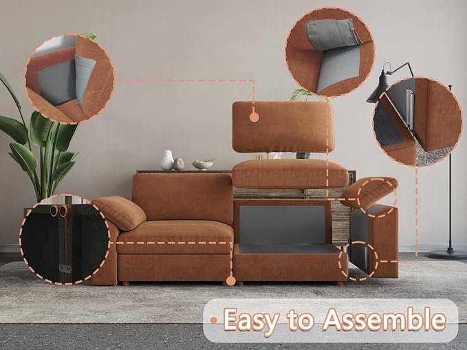 EASE MOOSE Modular Sectional Couch, Oversized Deep Seat U Shape Sectional Couch - Image 7