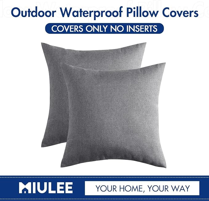 MIULEE Pack of 2 Decorative Outdoor Solid Waterproof Throw Pillow Covers Faux - Image 6