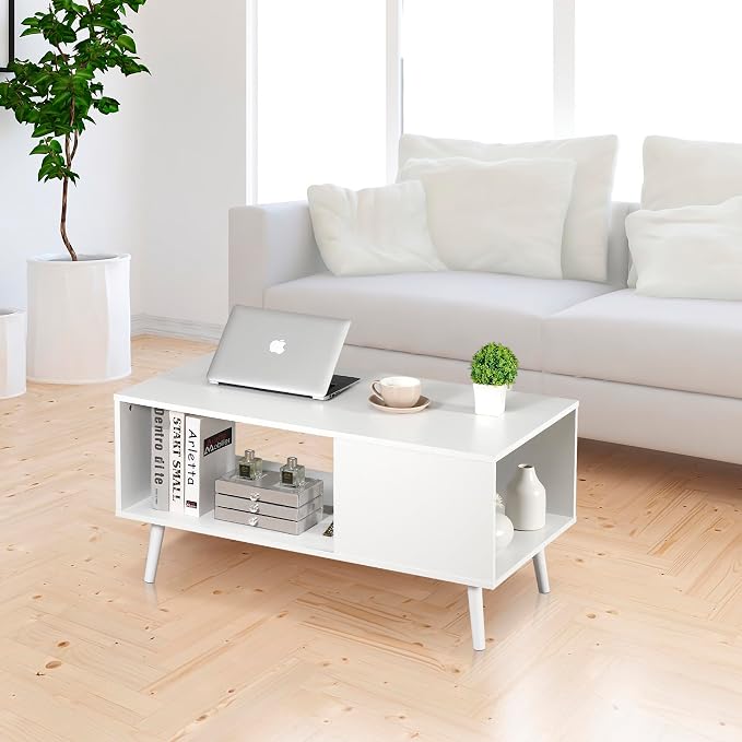 ZenStyle Mid Century Modern Coffee Table, Wooden Retro Coffee Table - Image 9