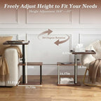Faesun C Table End Table Adjustable Height, 360°Swivel TV Tray Table - Image 8