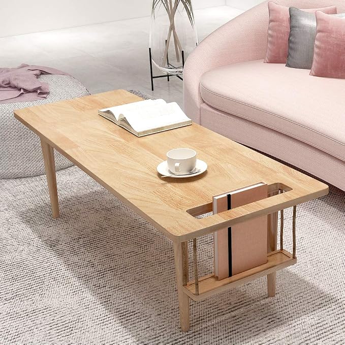 WoodShine Mid Century Modern Mini-Swing Wooden Coffee/Tea Table, Real Solid - Image 5