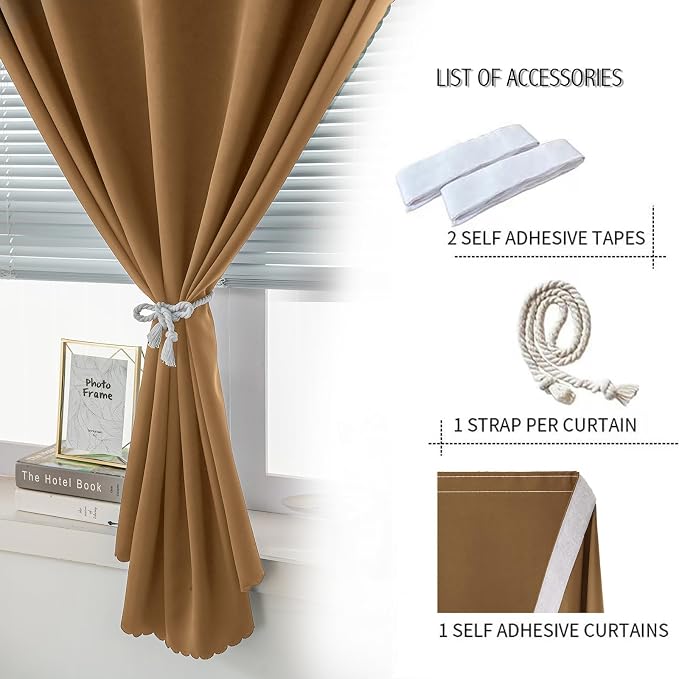 Portable Light Blocking Curtains Self-Stick Design, Removable Adhesive Window - Image 2