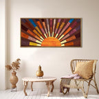 IARTTOP Extra Large Wood Sun Framed Wall Art 20x40 Inch Boho Sunrise 3D - Image 8