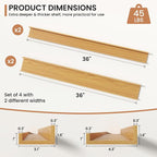 Fun Memories Picture Ledge Shelves Set of 4, 36 Inch Rustic Wall Mounted - Image 2