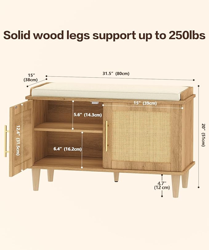 Akxomel Rattan Shoe Storage Bench - Image 3