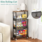XYZLVSI Slim Storage Cart 4 Tier Narrow Kitchen Rolling Cart on Wheels - Image 5