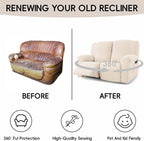 Recliner Loveseat Covers, 4-Piece Stretch Geometric Strokes Jacquard Reclining - Image 6
