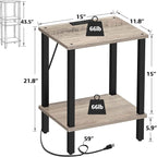 TUTOTAK End Table with Charging Station, Small Side Table with Outlets - Image 2
