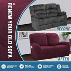 H.VERSAILTEX Velvet Stretch Recliner Couch Covers 6-Pieces Recliner Loveseat - Image 5