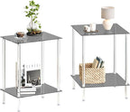 Tempered Glass Side Tables Set of 2 Acrylic End Table by IRCPEN
