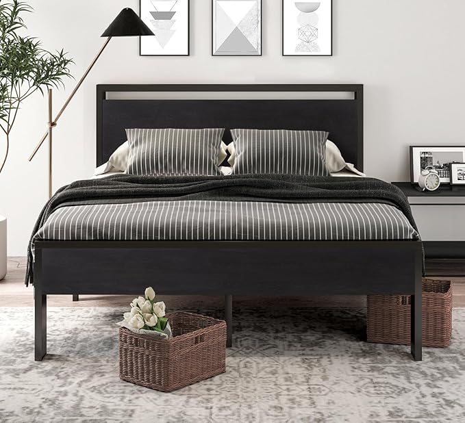 SHA CERLIN 14 Inch Queen Size Metal Platform Bed Frame - Image 3