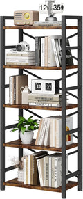 Organization and Storage, 5 Tier Bookshelf, Tall Bookcase by Homeiju