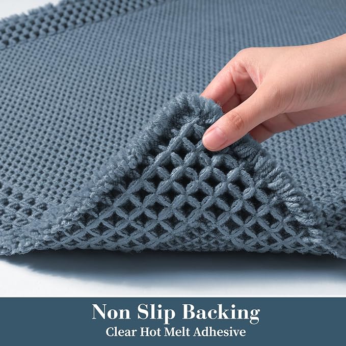 RESARE Waffle Bath Mat for Bathroom, Non Slip Bathroom Rugs 24"x36" Blue | - Image 4