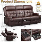 3-Seater Reclining Sofa Couch, RV Wall Hugger Loveseat - Image 2