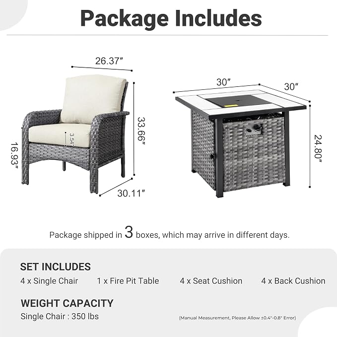 ovios 5-Piece Patio Furniture Set, Outdoor Wicker Sofa - Image 9