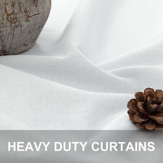 Small Blackout Curtains 45 Inches Long 2 Panels Short Linen Look Heat Blocking - Image 3