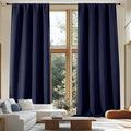 Simplebrand Ava Navy Blue Blackout Extra Long 10ft Curtains by Simplebrand