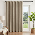 INOVADAY Extra Wide 100% Blackout Linen Curtains 102x90 Earthy Beige | Linen by INOVADAY