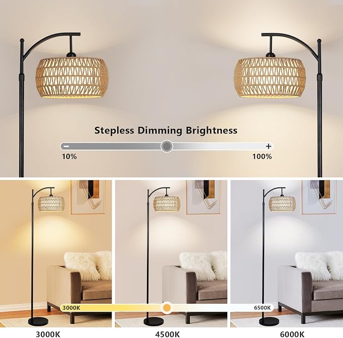 Arc Floor Lamp with Remote Control, Dimmable LED Floor Lamp with 3 Color - Image 2