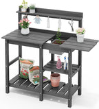 SERWALL Outdoor Potting Bench 2-Piece Set, Rot-Resistant HDPE Potting Table - Image 10