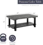 Pomona 42-Inch Rectangular Solid Wood Coffee Table - Image 2