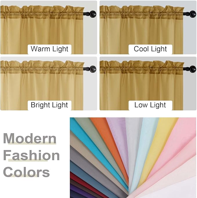 Extra Long Sheer Gold Curtains for Bedroom Living Room 120 Inches Long 2 Panels - Image 5