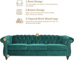 Chesterfield 3 Seater Sofa, Modern Velvet Tufted Couch 3 Seater - Image 7