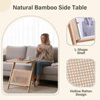 Tiita Rattan Side Table, Mid Century Nightstand, Bamboo Accent Bedside Tables - Image 6