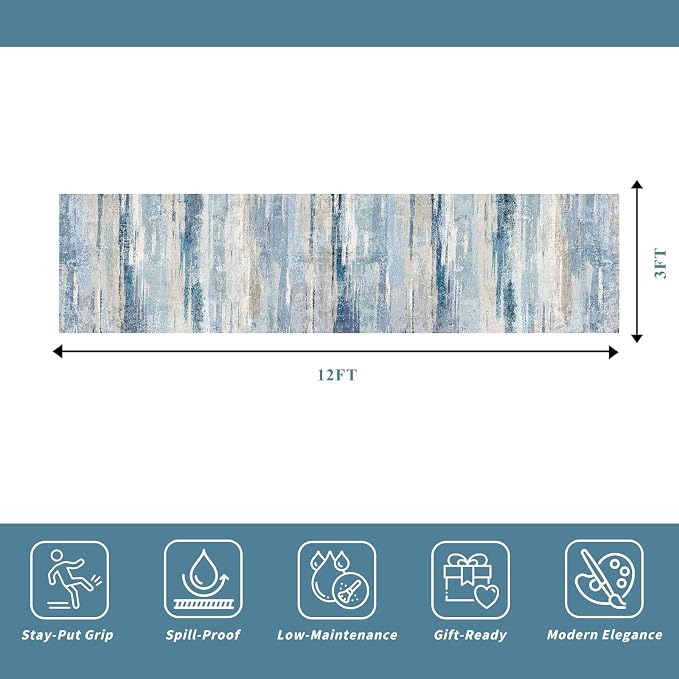 Western Coastal Beach Wave Pattern Kitchen Runner Rug - Image 2