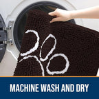 OLANLY Dog Door Mat for Muddy Paws 54x24, Paw Print Design Chenille Mud Mat | - Image 5