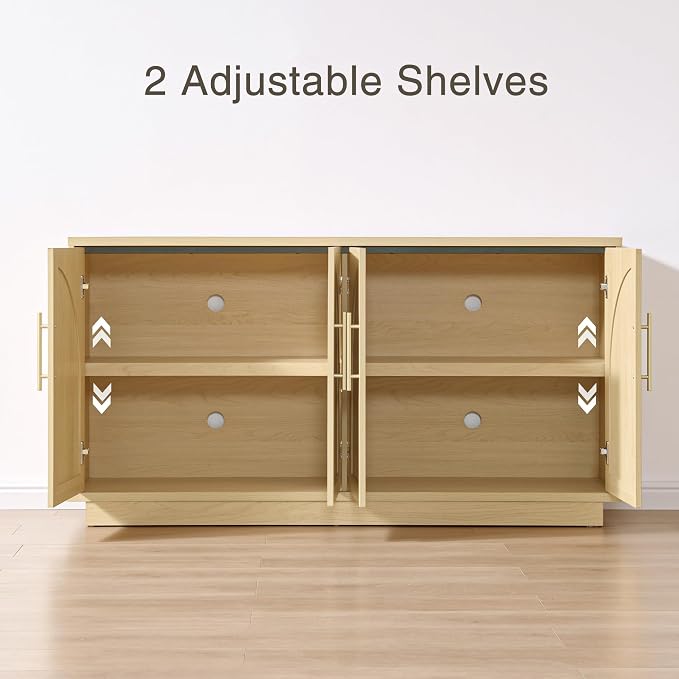 Fatmok Buffet Cabinet with Storage, Wood Media TV Console Table Credenza - Image 5