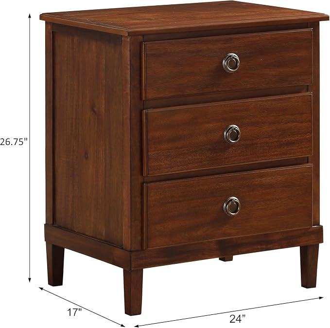 Brown 3-Drawer Nightstand with Eco-Friendly Materials, Promotes Sustainable - Image 2