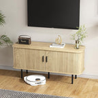55''W Natural Storage Cabinet, Media Console, Tambour TV Stand, Television - Image 9