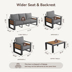 Aoxun Aluminum Outdoor Patio Furniture Set, Coffee Table ×1, Dark Grey & Light - Image 4