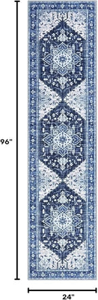 Yamaziot Washable Runner Rug, 2x8 Non-Slip Boho Vintage Hallway Rug Runner - Image 2