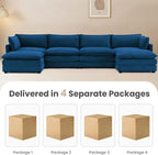 148'' Sectional Modular Cloud Couch, Oversized U Shaped 4 Seat Sofa - Image 3
