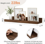 Floating Shelves for Wall, 16 inch Wood Floating Shelves Set of 2, Picture - Image 3