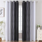 Black and Greyish White Ombre Blackout Curtains - Image 2