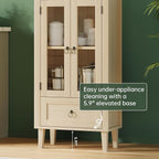 71" Tall Arched Cabinet with Acrylic Door, Modern Curio Arched Bookcase W/Drawer - Image 6