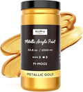 Nicpro Acrylic Paint Metallic Gold, 33.8oz/1000ml Large Gold Leaf Paint by Nicpro