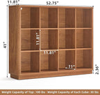 Joaxswe 12 Cube Storage Organizer, Wood Floor Standing 3-Tier Cubby Bookcase - Image 3