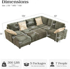 Ihanherry 106-inch Large L-Shaped Sectional Sofa Bed, 7-Seater Convertible Pull - Image 2