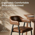 HNY Modern Dining Room Arm Chairs Set of 6, Retro Faux Leather Upholstered - Image 3
